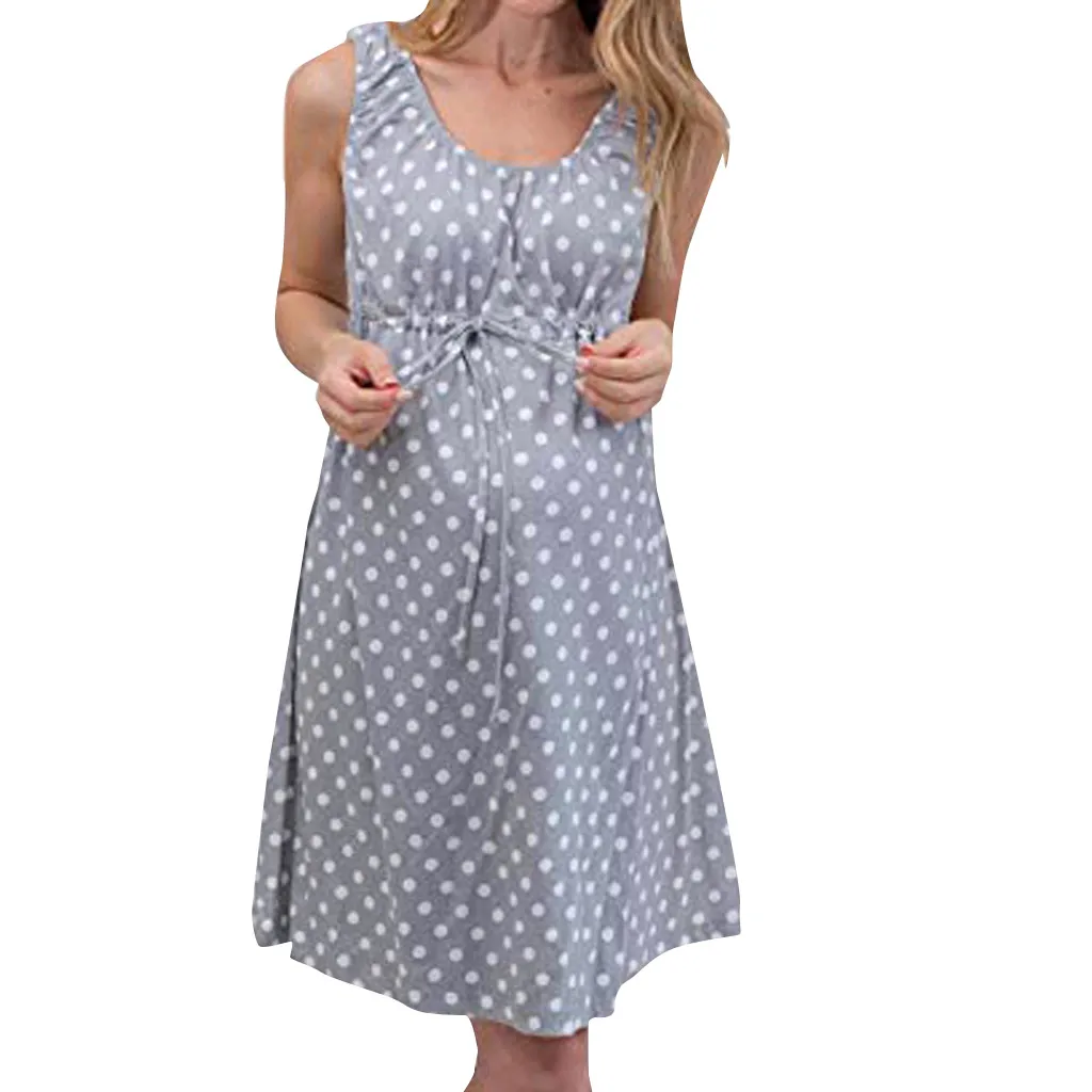 

TELOTUNY Women Dress Polka Dot Maternity Nursing Nightgown Nightdress Hospital Bag Pregnancy Breastfeed Dresses L0114