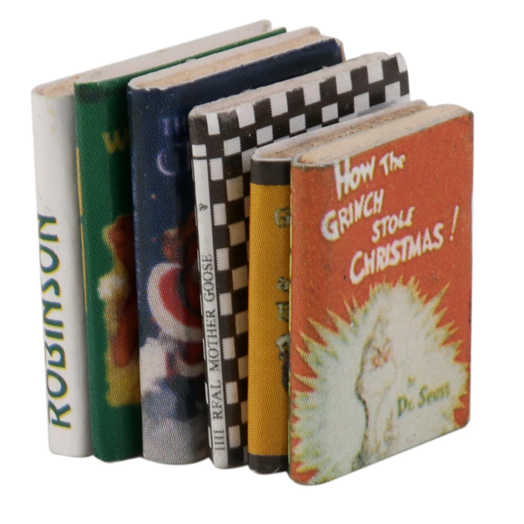 

Lot of 6 Pcs 1:12 Scale Dollhouse Miniature Colorful Wooden Books