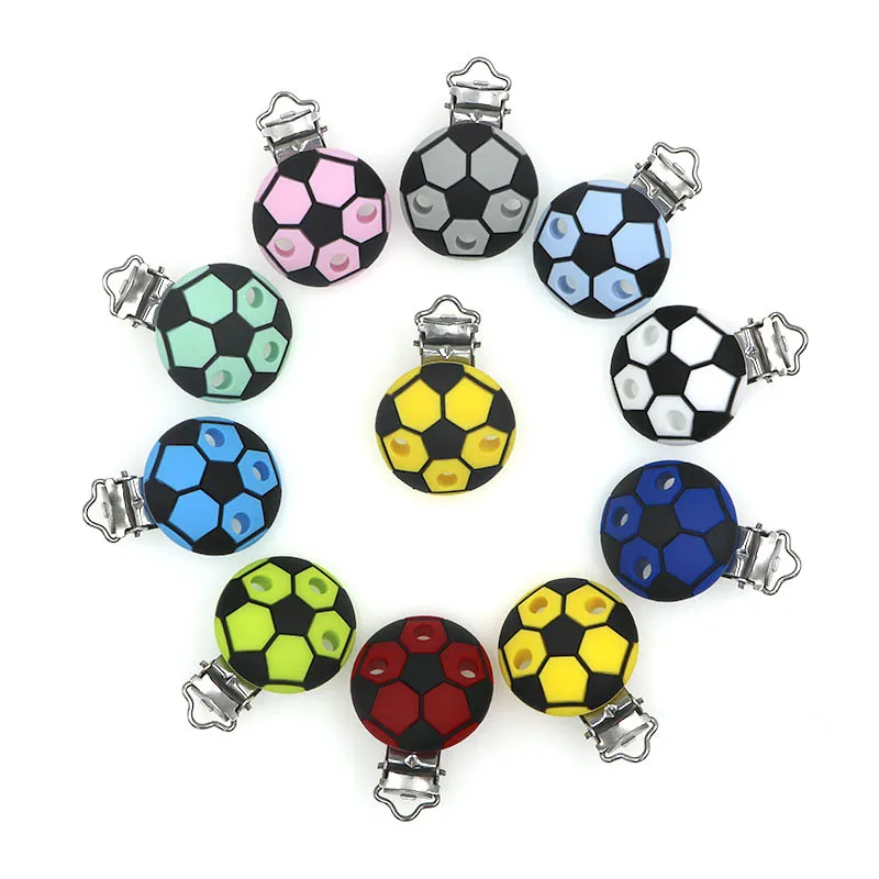Nipple-Holder Pacifer-Clips Dummy Chain Silicone Rodent Football-Shape Diy Baby Nursing