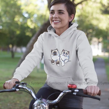 

Ragdoll Cat Hoodie Pair Of Dolls Ragdoll Cats Hoodies Red Street wear Hoodies Women Cotton Big Sizes Simple Pullover Hoodie