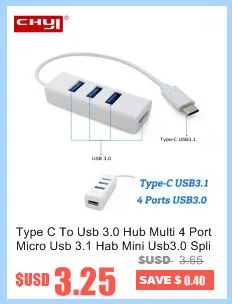 CHYI type-C штекер USB 3,0 Женский концентратор конвертер Mini USB 3,1 сплиттер type C адаптер синий Usb3.0 хаб для Macbook компьютера
