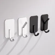 Punch-free Hanger Hook Pasteable Door Wall Clothes Towel Hook Aluminium Metal Bathroom Bracket Kitchen Bathroom Home Accessories