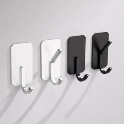Punch-free Hanger Hook Pasteable Door Wall Clothes Towel Hook Aluminium Metal Bathroom Bracket Kitchen Bathroom Home Accessories