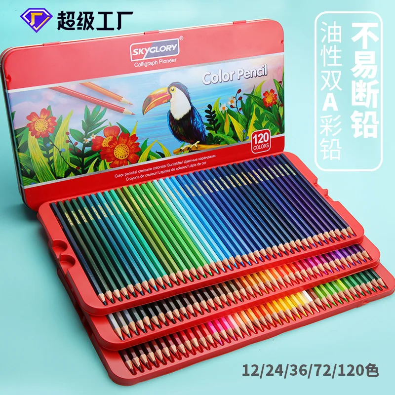 Oil Colored Pencil Set, 50 Colors, Colored Pencil Set, Hand Painted Sketch Pen, School & Office