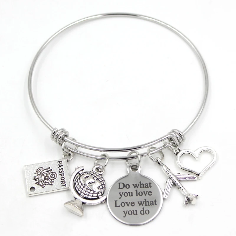 Браслет для путешествий Подарок Нержавеющая сталь расширяемая браслет и