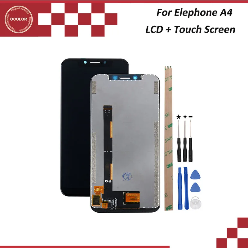 

ocolor For Elephone A4 LCD Display and Touch Screen 5.85" Mobile Phone Accessories For Elephone A4 LCD +Tools And Adhesive