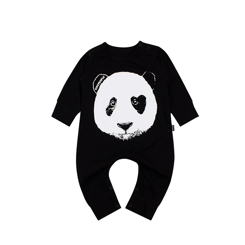 Детские комбинезоны с пандой, весенне-осенние хлопковые комбинезоны для новорожденных мальчиков и девочек, одежда для малышей, комбинезон с длинными рукавами - Цвет: panda