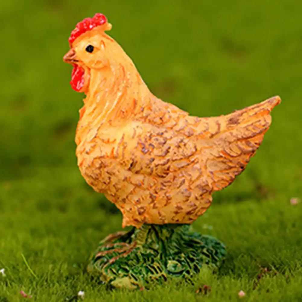 Estatueta de frango do vintage desktop mini jardim ornamento simulação resina galo brinquedo miúdo fada galinha educacional festival em miniatura