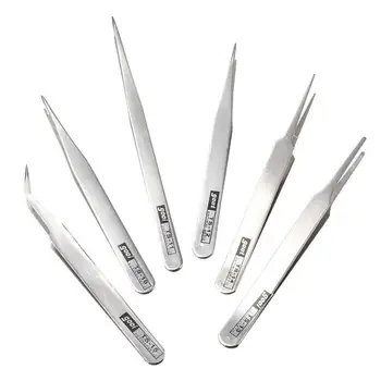 

6pcs/set Stainless Steel Tweezers Volume Eyelashes Tweezers Eyebrow Straight Clipper Nipper Extensions Makeup Nail Tools Cu R8T0