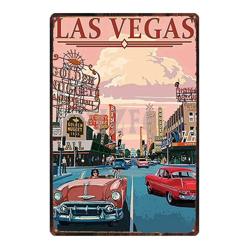 Las Vegas Туризм город металлический знак потертый шик стены искусства Бар Искусство домашний Ресторан винтажный Декор уникальный подарок DU-3672A - Цвет: DU-3674