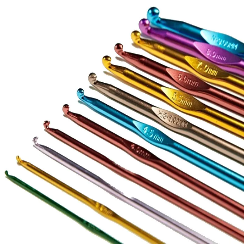

12pcs Sewing Needles Aluminium Crochet Hooks Set Needles Knitting Weave Craft Yarn Crochet Needle Sewing Tools Accessories