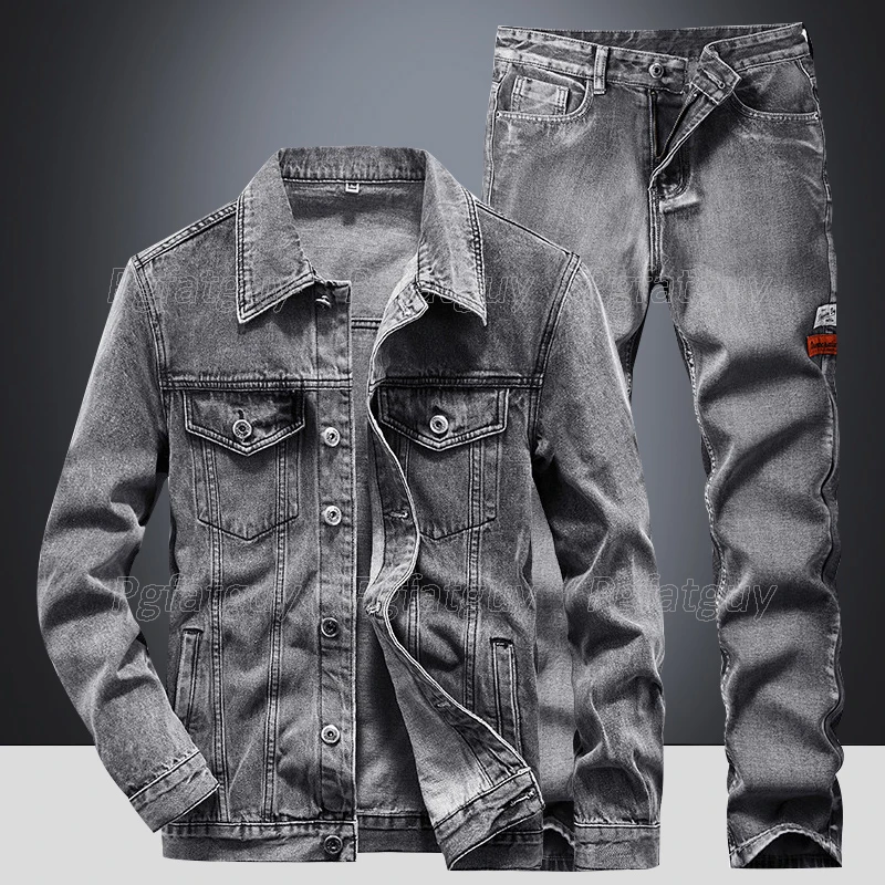 Jeans Fashion Slim Male Two Piece 