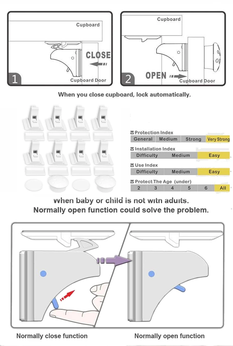 Магнитный замок для безопасности детей Детское безопасное ящика шкафа дверной замок детский шкаф невидимые замки 4/8 шт. замок+ 1/2key