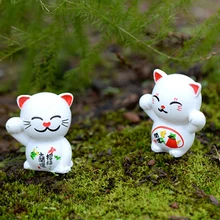 Мини-орнамент из списка Fortune фигурка кошки из мультфильма миниатюрный ремесла миниатюрный Статуи смолы 6 шт./компл. фея, украшение для сада и дома