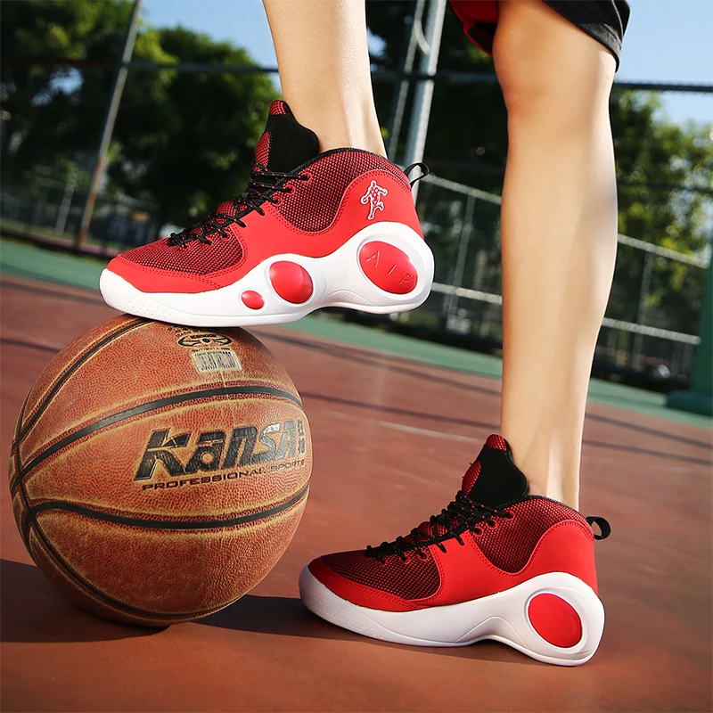 

Men Professional Sport Shoes Basketball Sneakers Black Red Athletic Trainers Mens Comfortable Basketball Shoes Sports Boys