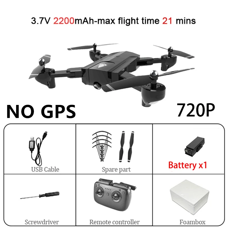 Black 720P 1B SG900S Quadcopter GPS, Wi-Fi, р/у Дрон с 4K HD Двойная камера, Follow Me(следуй за мной) FPV Профессиональный беспилотник с Срок службы Батареи Игрушка Дети SG900 - Цвет: Black 720P 1B