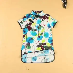 

Новинка, летнее платье из хлопка и льна для девочек, платье принцессы в китайском стиле Ципао