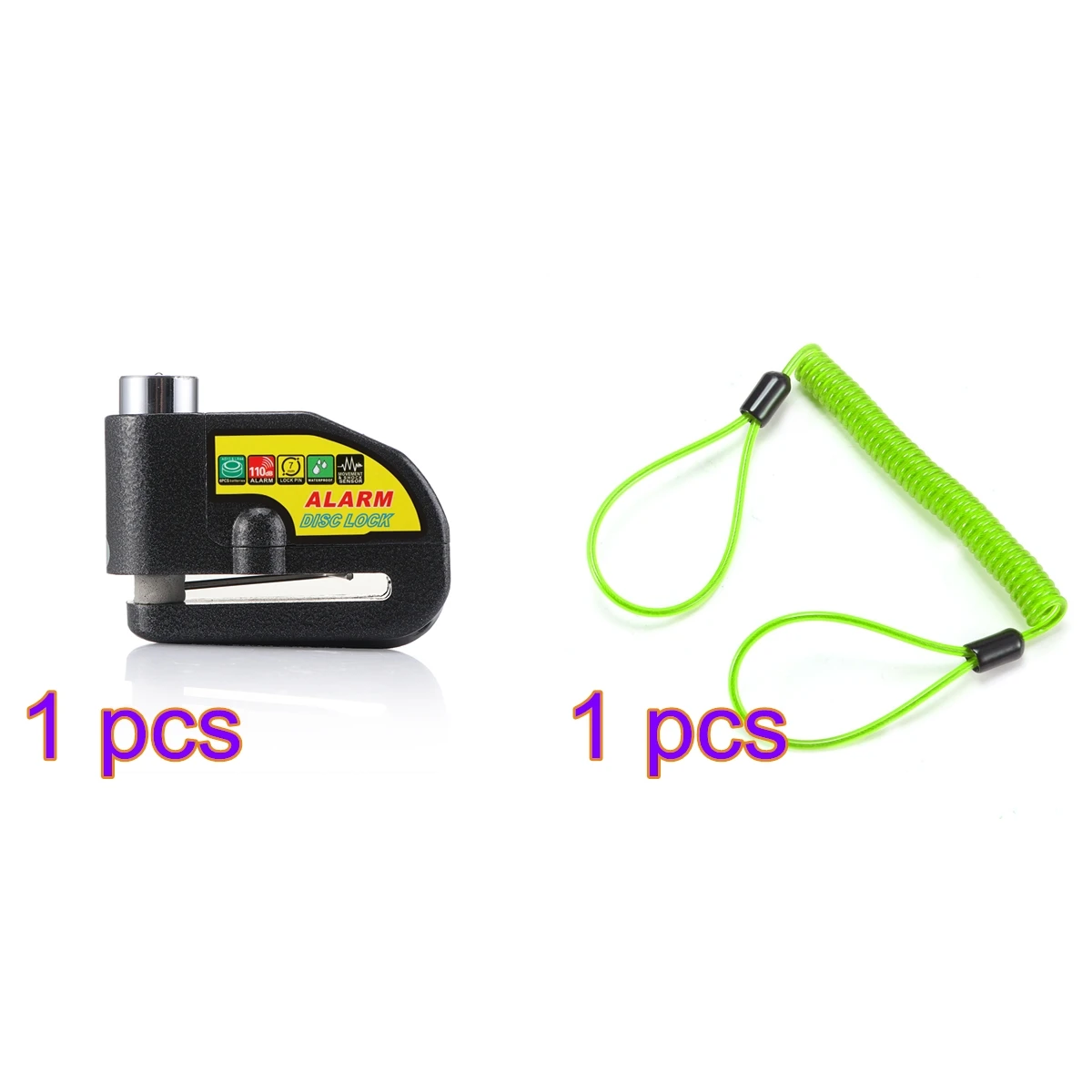 

TiOODRE Motorcycle Lock+Warning Rope 6*AG13 Button Battery Green Anti-Theft Warning Rope With Screwdriver Motorcycle Accessories