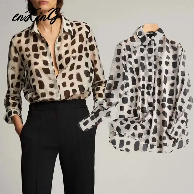 

2020 england office lady polka dot elegant silk blouse women blusas mujer de moda 2020 simple shirt womens tops and blouse