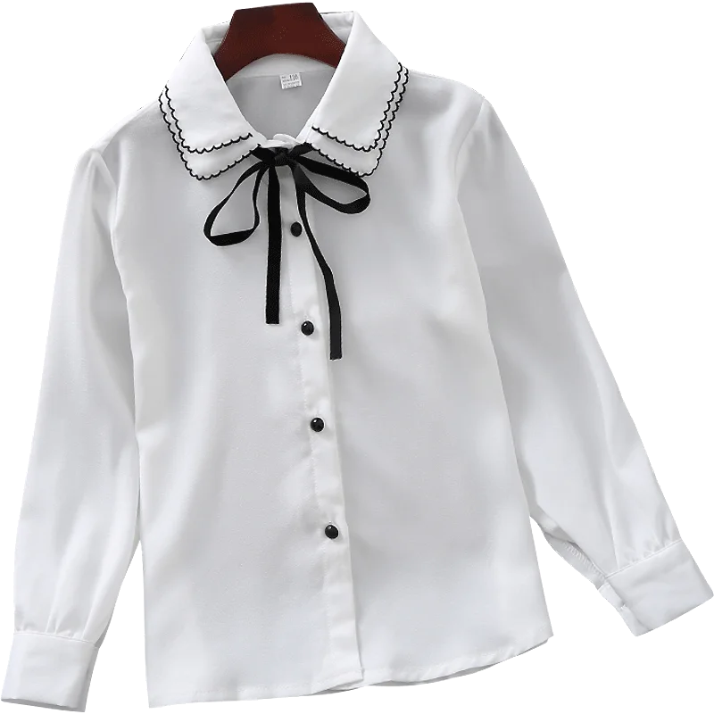 Shirts For Girls Cotton Casual Children Clothing White Girls Blouses Long Sleeve Shirts Autumn Spring Kids Clothes