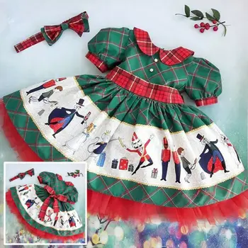 

Emmababy 2Pcs Christmas Toddler Kid Baby Girl Xmas Short Sleeve Floral Printed Flared Party Santa Swing Dress Clothes