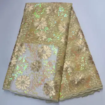 

French Nigerian Laces Fabrics High Quality Tulle African Laces Fabric embroidered sequins African French Tulle Lace XNH-03