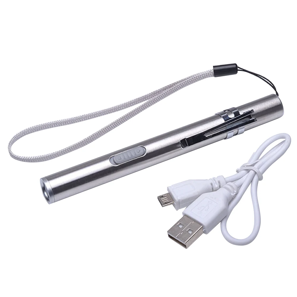 

HotPortable Waterproof Design USB Rechargeable LED Flashlight Mini LED Torch Hanging Pen