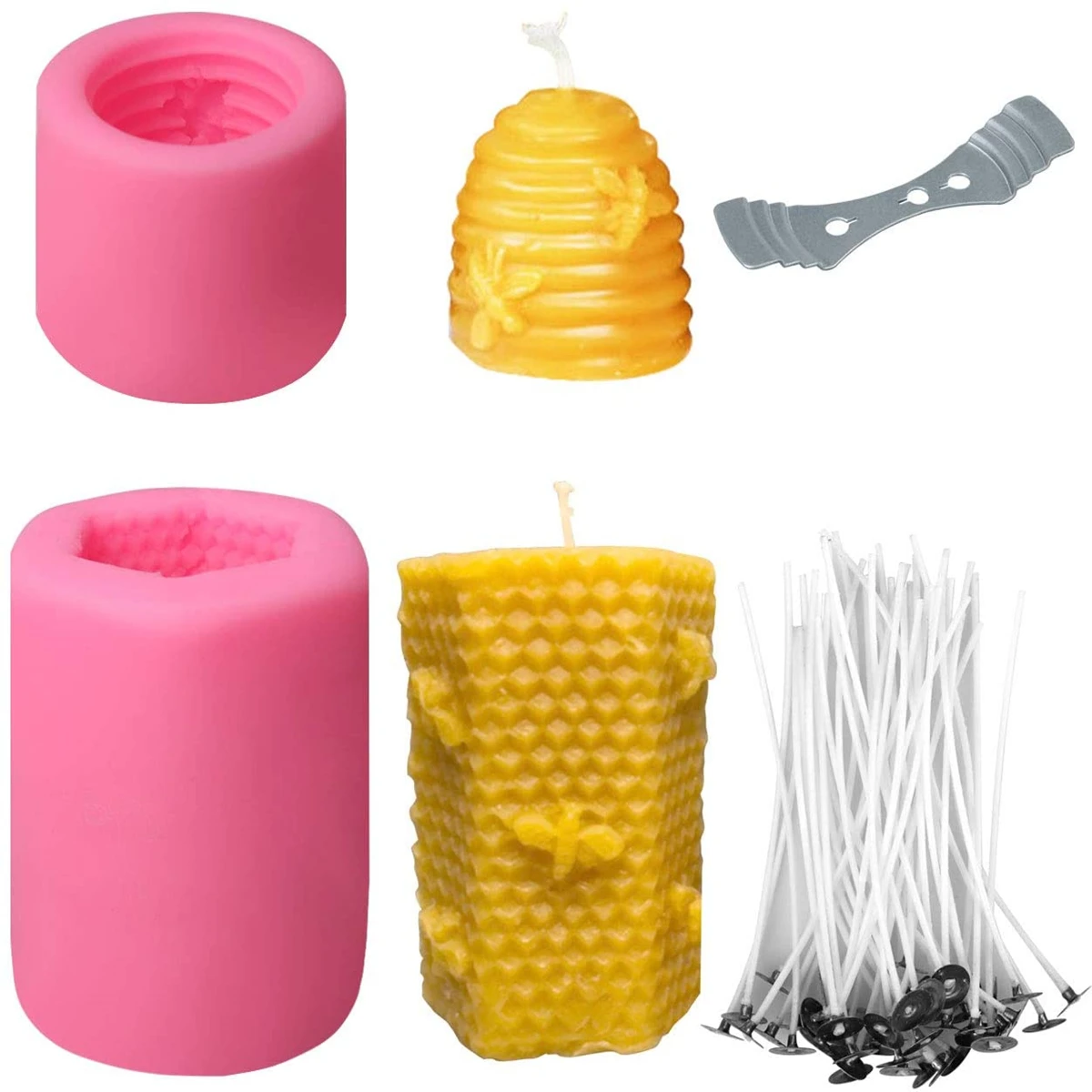 Molde de silicona para fabricación de velas, 3D panal de abeja, forma de  colmena para suministro de fabricación de velas, cera de abeja casera,  crayón de jabón, molde para colmenas de fusión|Moldes