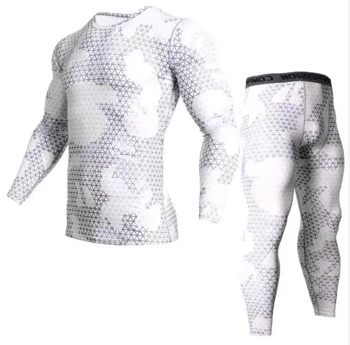 Sets Мужская брендовая одежда, Армейский Камуфляж, термобелье, спортивный костюм, набор, Кроссфит, Фитнес рубашка, мужские леггинсы, 2 предмета, рашгарда, ММА - Цвет: Sets
