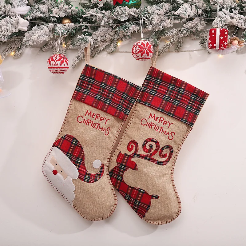 Christmas Stocking Large Santa Sack Bag Christmas Socks New Year 2022 Christmas Tree Decorations for Home Noel Deco Navidad 2021