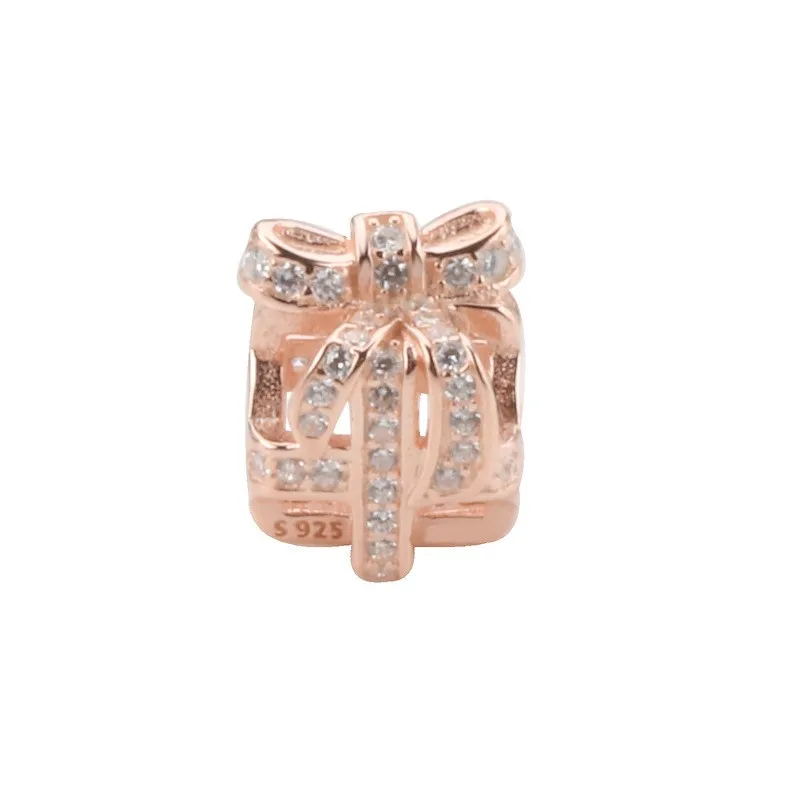 

Original 925 Sterling Silver Bead Creative Bright Hollow Gift Box Beads Fit Pandora Women Bracelet & Necklace Diy Jewelry