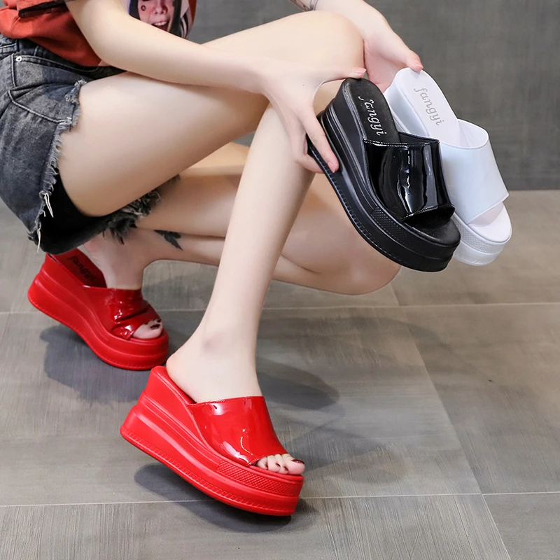 Women Slippers Female Shoes Rubber Beach Slippers For Women Ladies High Platform Flip Flops Red Slides New Summer Shoes Woman - 5