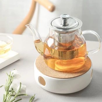 

Classic porcelain teapot warmer with Safe to use cork stand for teapot tea Milk coffee warmer with candle room tealight holder F