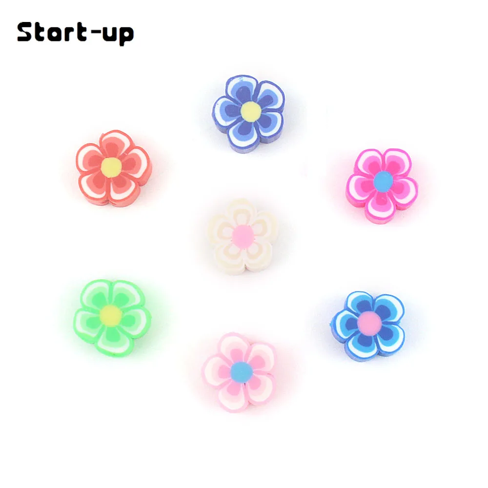 

50pcs/lot Polymer Soft Clay Flower Pattern Beads Jewelry Making Makeup for Women Gamer Accessories Unusual Bracelet Necklace