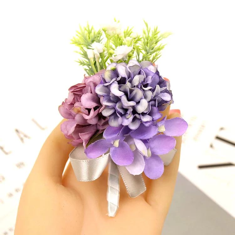 Corsage-G YO CHO бутоньерка Бутоньерка Свадебный корсаж шелковый цветок на запястье корсаж браслет для подружек невесты свадьба брошь корсажи - Цвет: Corsage-G