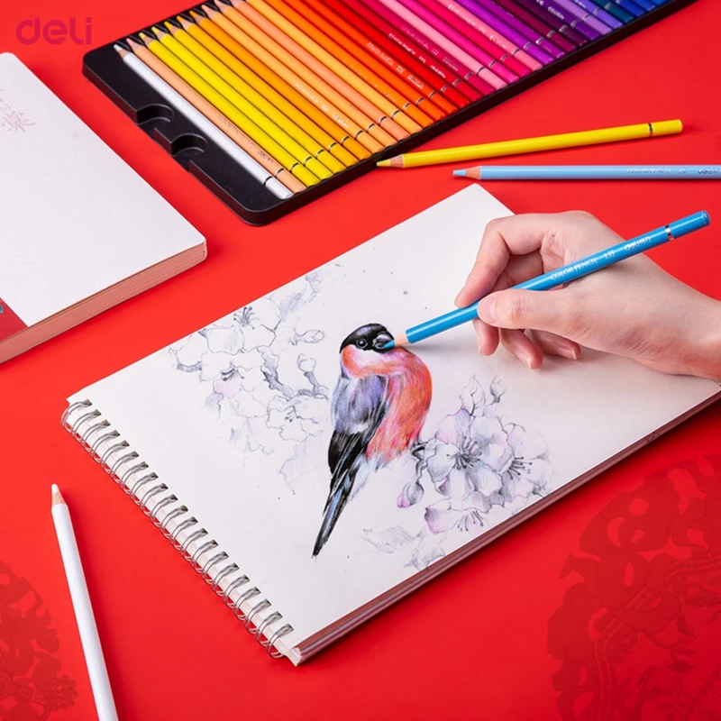 Deli Summer Palace Series 68126 Colored Pencils Colored Pencils 36/48/72 Color Painted Quality Metal Box