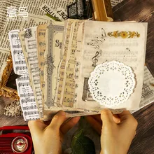Grandes feuilles de Piano en dentelle rétro Scrapbooking, Packs de papier, matériel esthétique, fournitures pour Journal intime, 26 feuilles