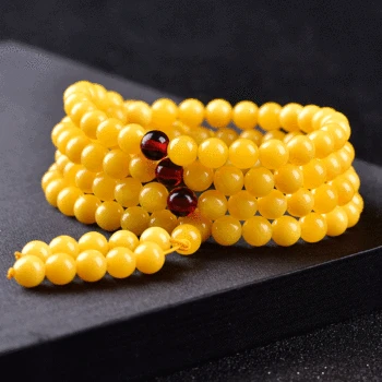 

Honey Wax Bracelet 108 Buddha Beads Chicken Oil Yellow New and Old Honey Wax Bracelet Wax