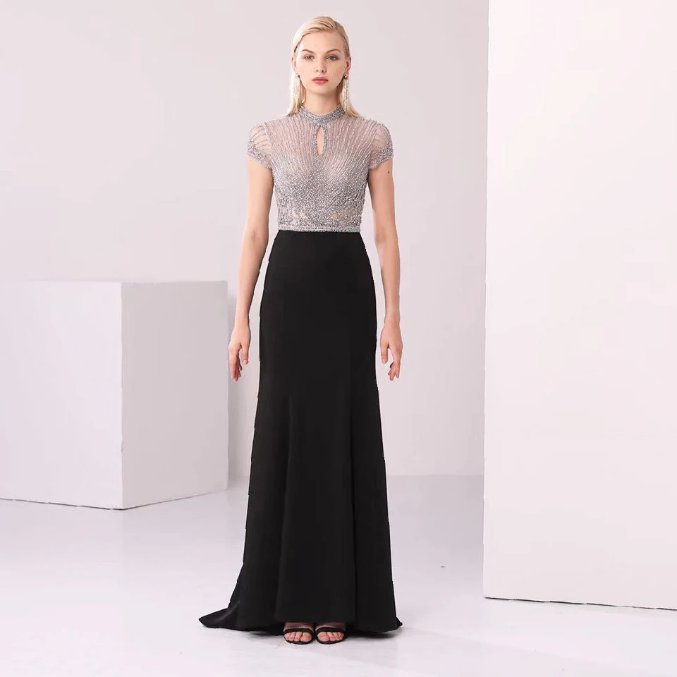 Lakshmigown Vestidos, черные вечерние платья Русалочки, торжественное платье, стразы, сексуальные женские платья для выпускного вечера, Длинные