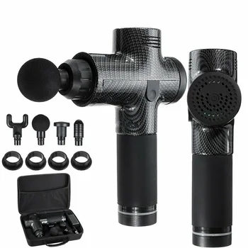 

New Massage Gun Percussion Massager Muscle Vibrating Relaxing Like 4 Massage Heads, 3 Levels Carbon Fiber