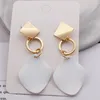 Boucles d'oreilles géométriques en métal pour femmes, bijoux élégants, vert, blanc, rouge, Punk, tendance, nouvelle collection ► Photo 2/6