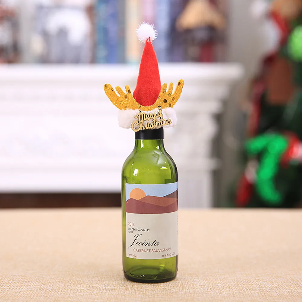 C Рождественские украшения для дома navidad рождественское настольное украшение, колпачок для бутылки, вечерние, натальные, Санта-Клаус, лося, крышка для винной бутылки B1 - Цвет: C