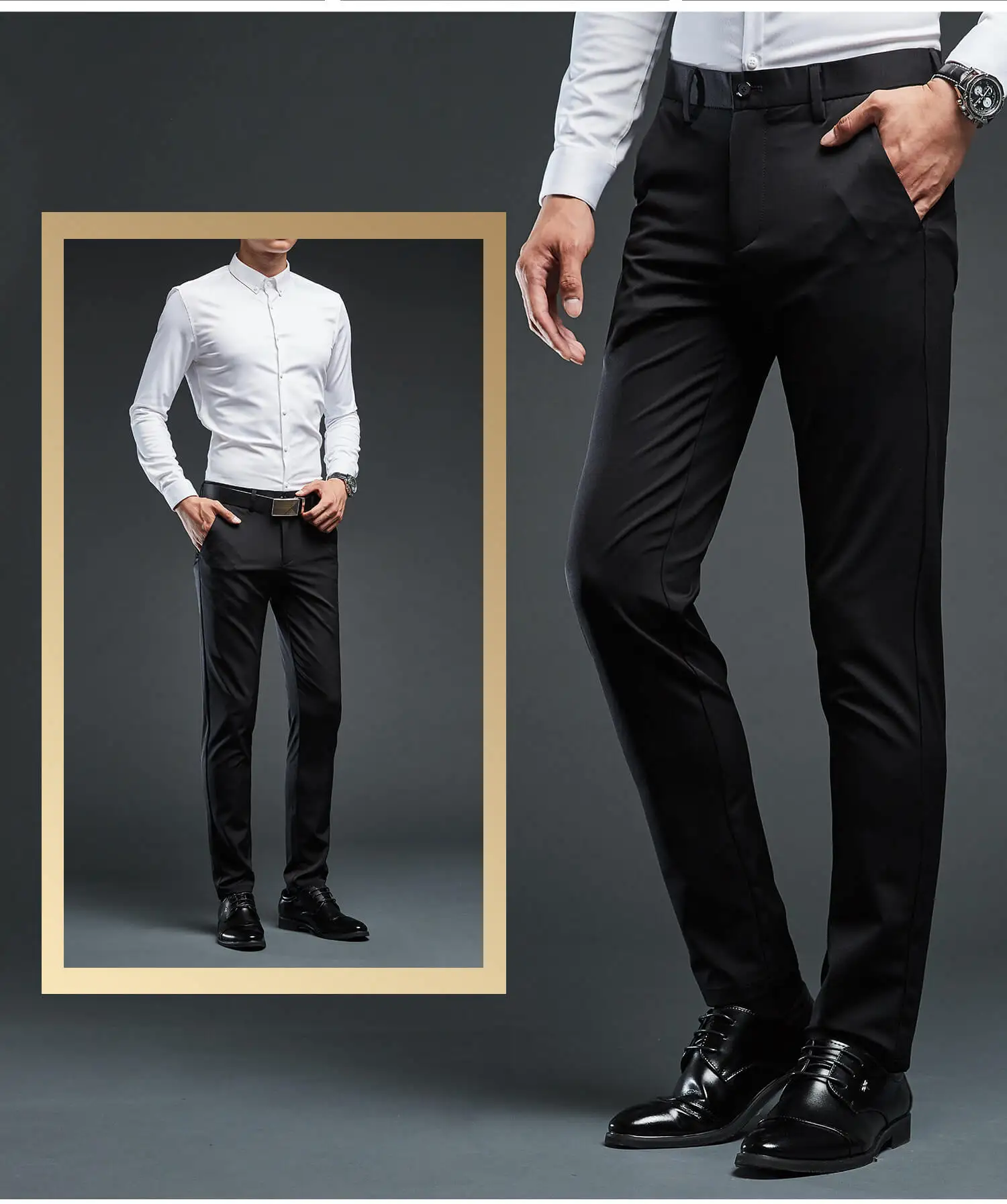 Большие размеры Мужские штаны летние деловые мужские брюки для официального костюма стрейч мужские свободные прямые брюки 28 ~ 38 синий и