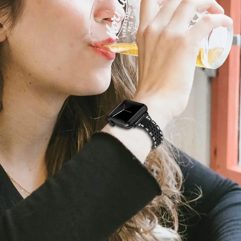 Роскошный браслет из нержавеющей стали для Apple Watch Series 1 2 3 4 ремешок Iwatch из нержавеющей стали 42 мм с адаптерами
