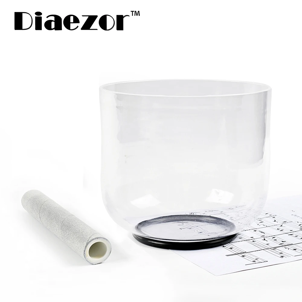 

Diaezor 6"Quartz Crystal Singing Bowls for Meditation, Sound Healing with hollow suede stick & o-ring