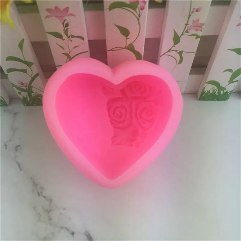 3D Сердце цветок розы Силиконовые формы для мыла DIY глина свеча форма для шоколадного торта инструмент для выпечки