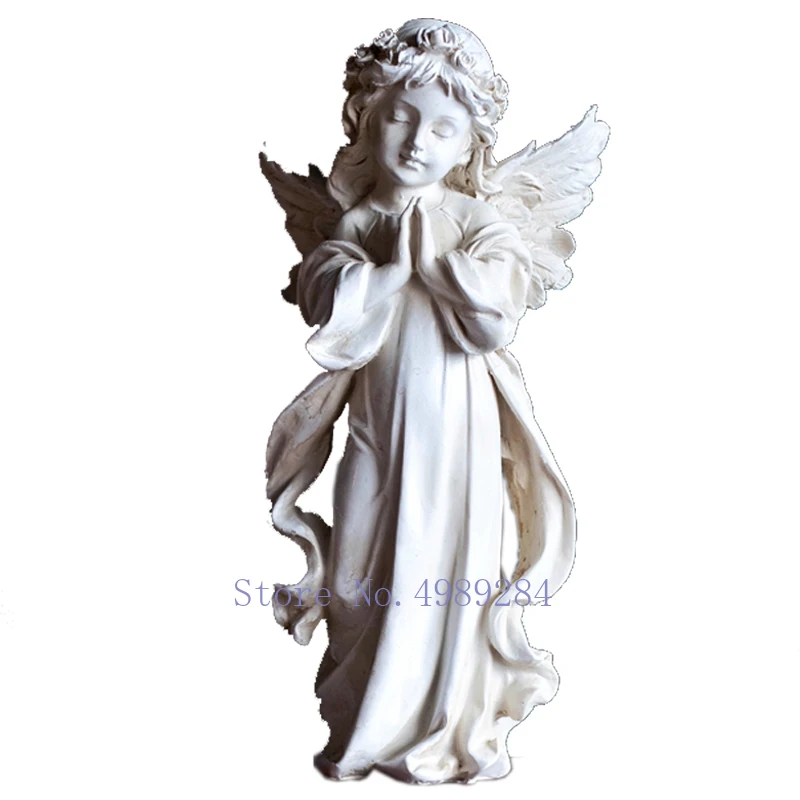 Ретро Статуя Ангела из композита состаренные подростковые Ангел христианские настольные декоративные орнаменты украшения для дома миниатюрные фигурки