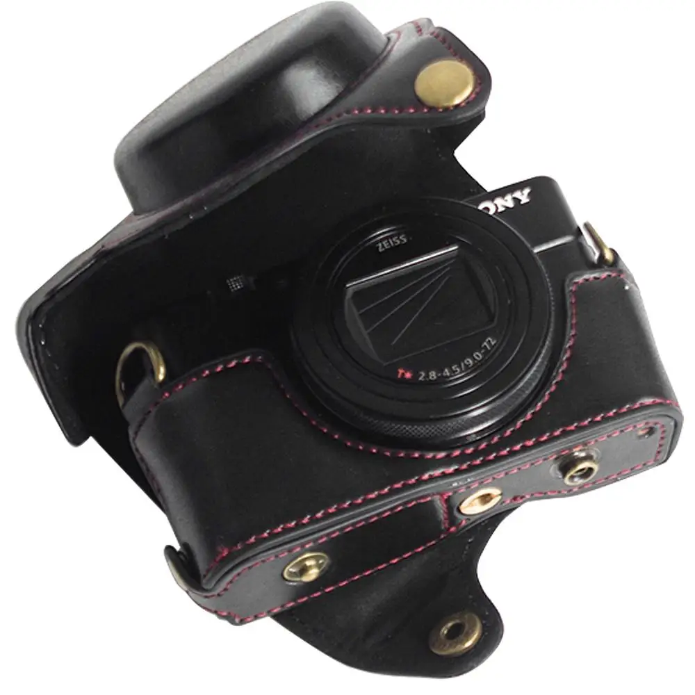 Искусственная кожа цифровая камера чехол сумка чехол для sony RX100VII M7 RX100VI M6 RX100V M5 RX100VA M5A RX100IV M4 RX100 III II я M3 M2 - Цвет: Black
