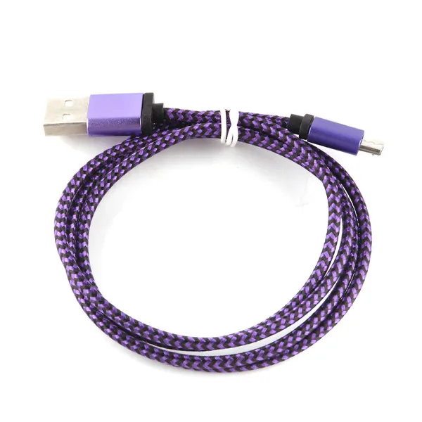 Фиолетовый 1 м Micro USB кабель передачи данных телефона змеиная кожа плетение зарядное устройство провод Кабель нейлон USB кабель для iPhone Samsung, HTC, Xiaomi - Цвет: Фиолетовый