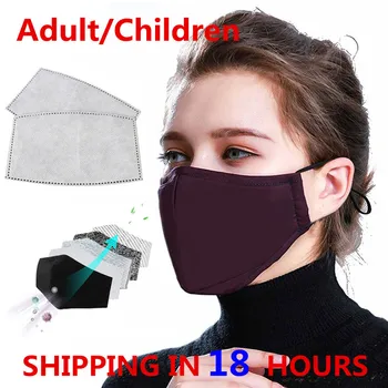 

Cotton PM2.5 Black Mouth Face Mask with 2 Activated Carbon Filter Windproof Adult Child Mouth-muffle for Men Women Black Fashion
